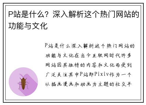 P站是什么？深入解析这个热门网站的功能与文化